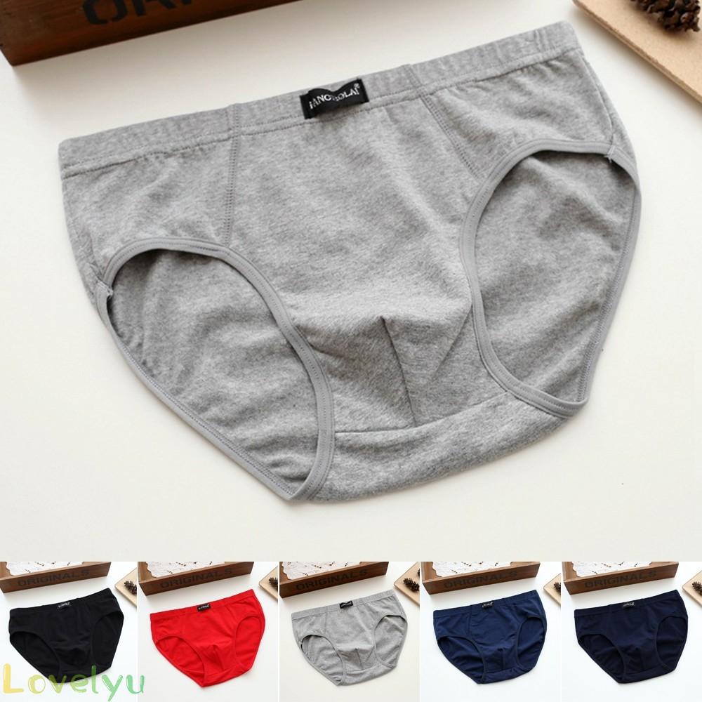 【LOVELYU】Men\'S Triangle Large Size Solid Color Mid-Waist Comfortable Fashionable Sexy Breathable Underwear【Good Quality】