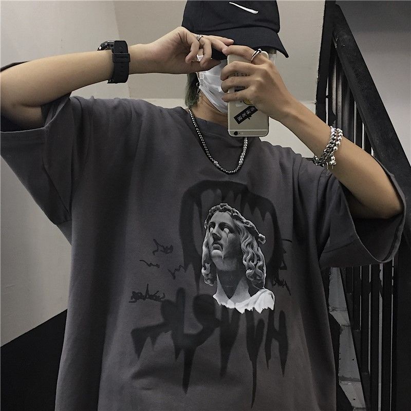 Áo thun tay lỡ nam nữ, áo phông unisex form rộng chất cotton mát mịn thấm hút mồ hôi hình đầu | BigBuy360 - bigbuy360.vn