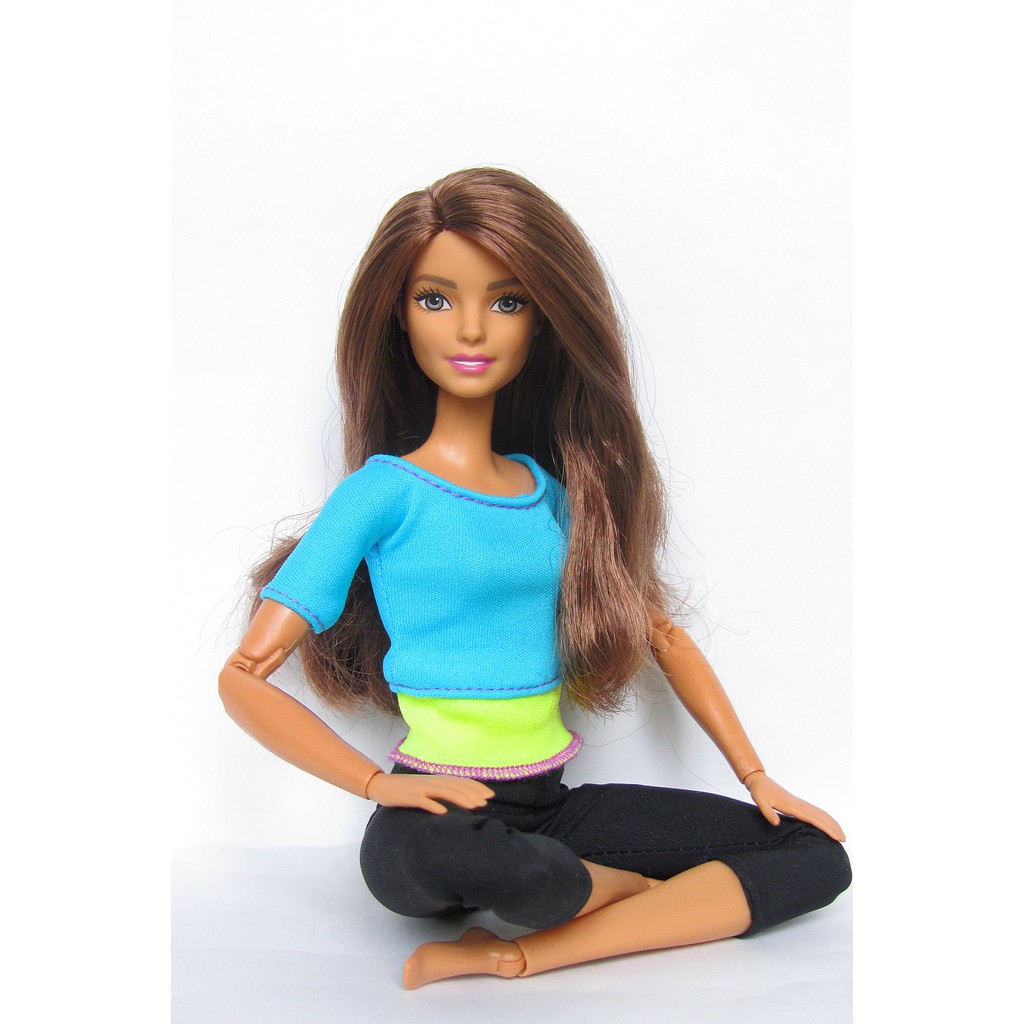 Búp bê BARBIE made to move (MTM) yoga JOYCE áo xanh blue top ĐÃ BÓC HỘP