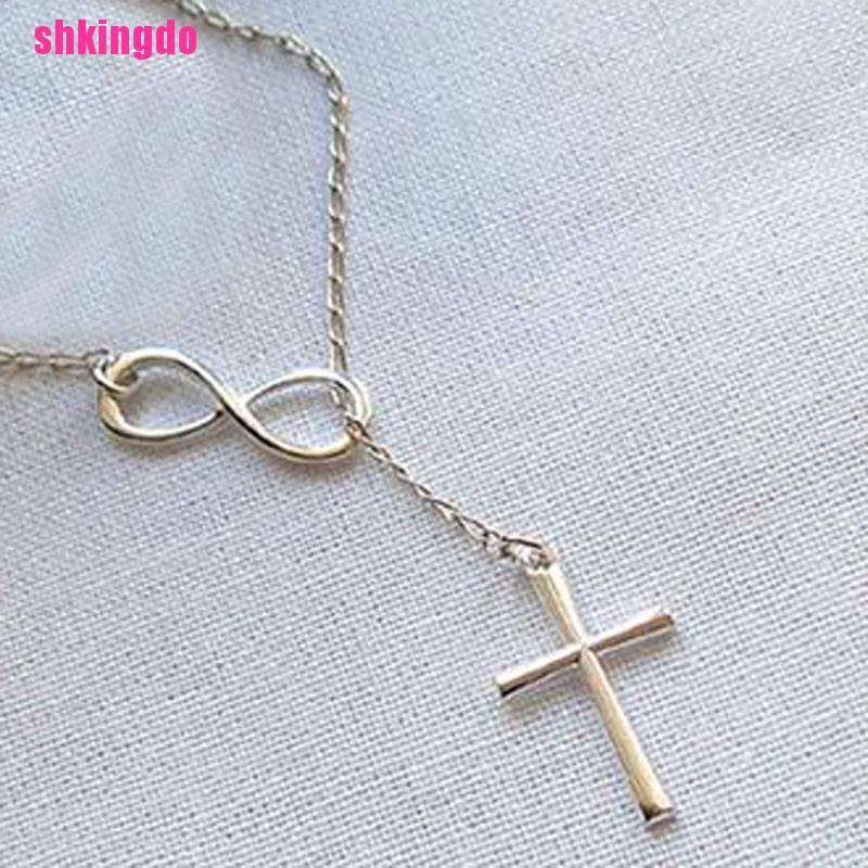 Vòng cổ mạ bạc hình chữ thập thời trang thanh lịch