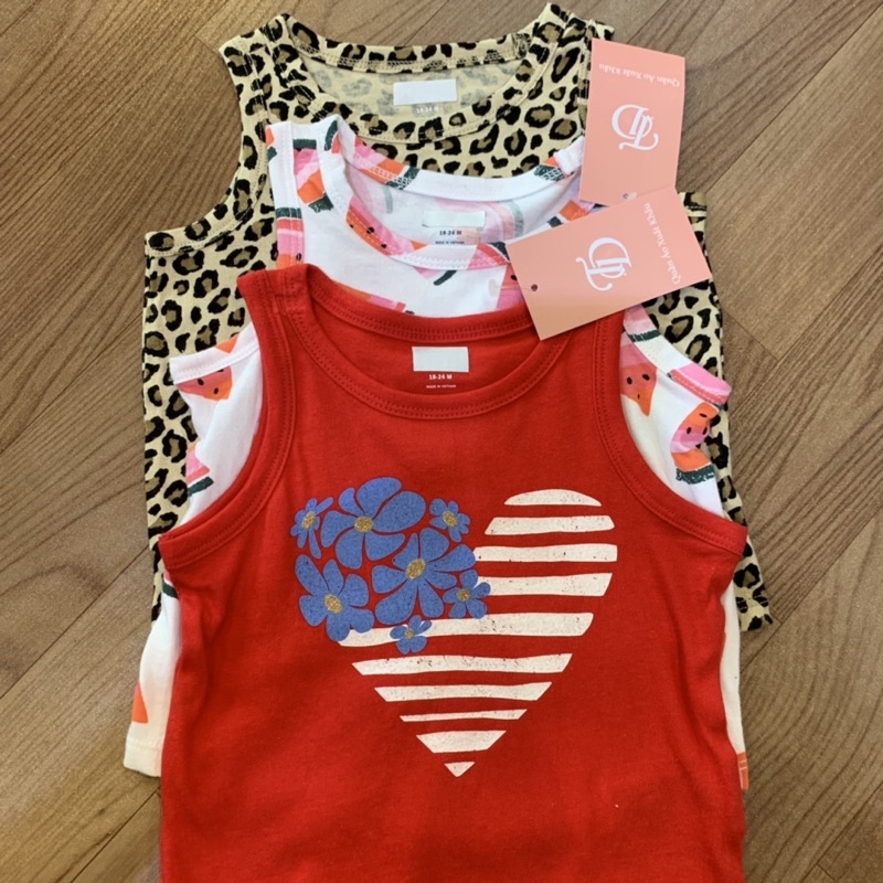 Bộ quần legging, áo sát nách bé gái nhí, chất cotton, ba màu