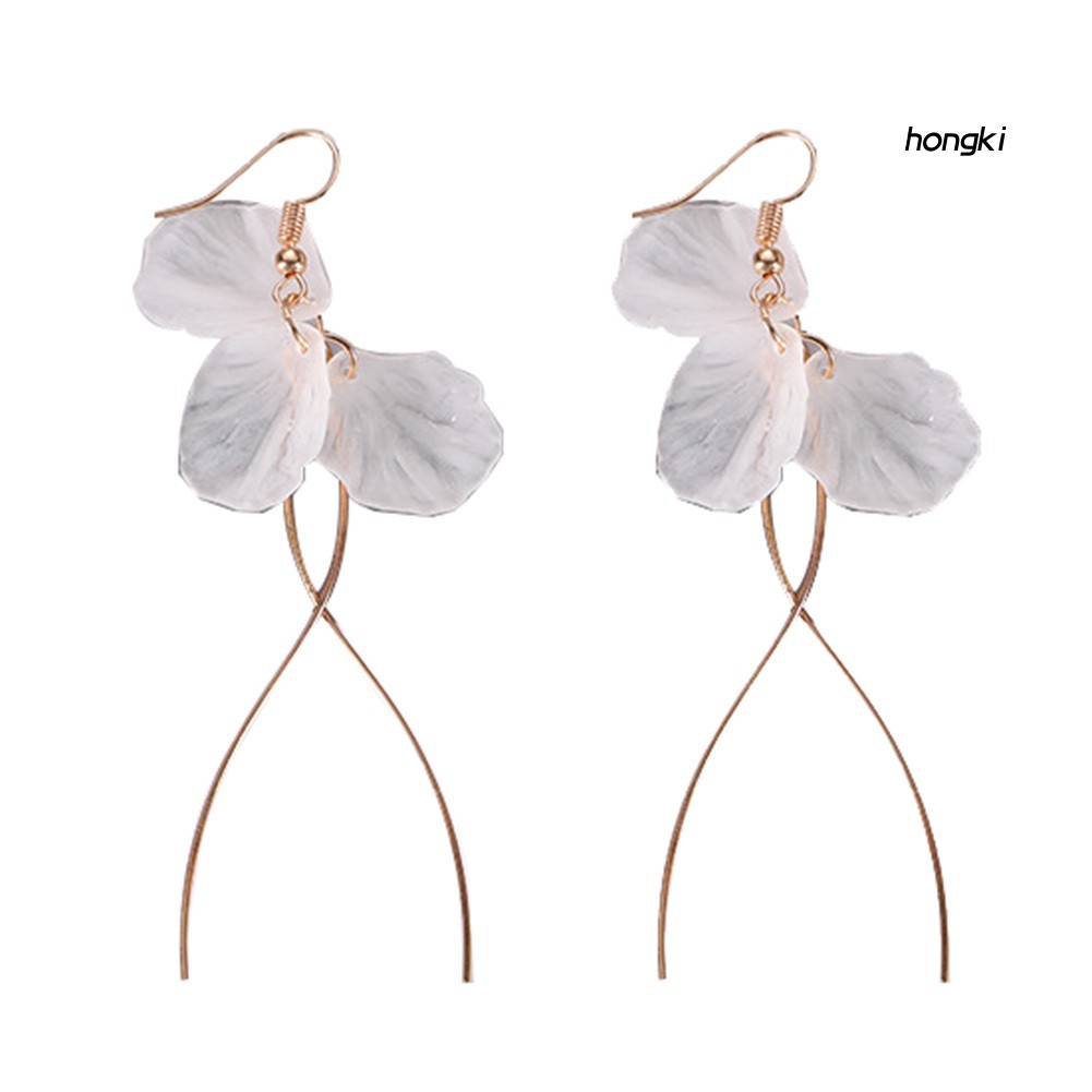 Đôi bông tai dáng dài hình cánh hoa xinh xắn cho nữ