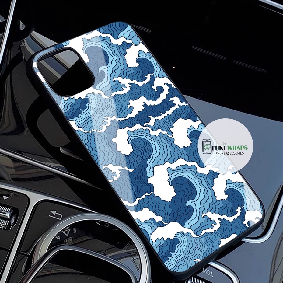 Ốp Lưng Kính Cường Lực / Case Sóng Xanh Chống Vỡ Dành Cho 13ProMax 12ProMax 11ProMax X XSMAX Fukishop