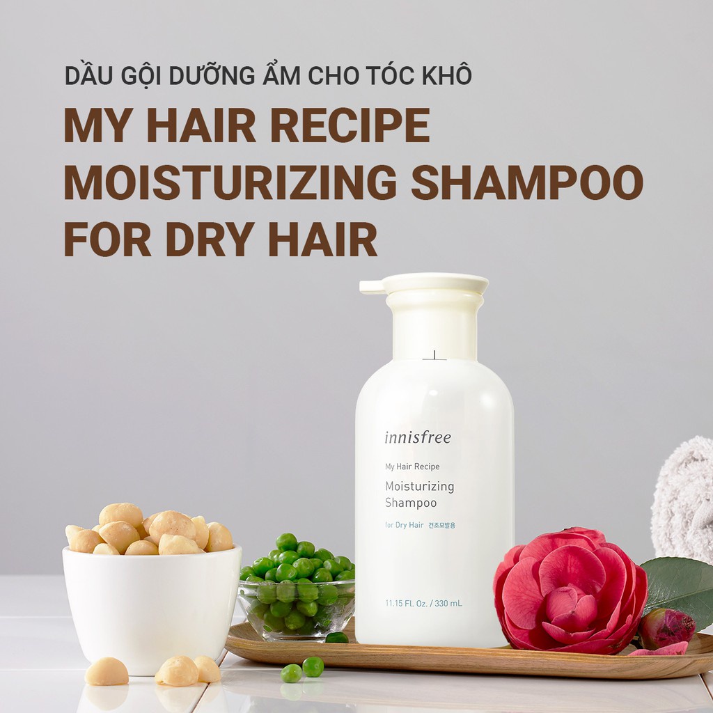 [Mã FMCGMALL giảm 8% đơn từ 250K] Dầu gội dưỡng ẩm innisfree My Hair Recipe Moisturizing Shampoo for Dry Hair 330ml