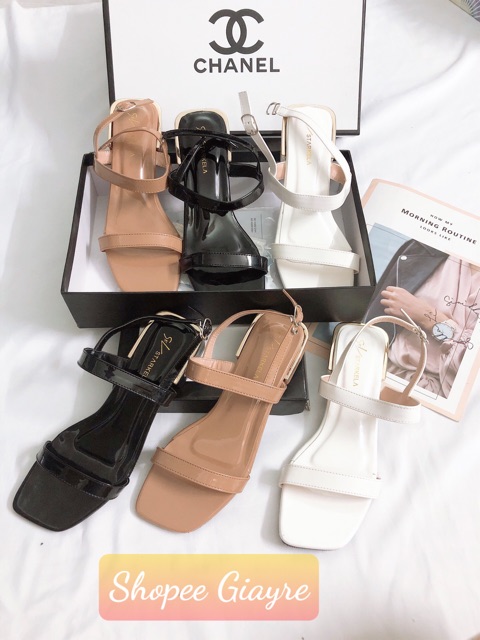 Sandal 2 quai mảnh gót viền vàng 1cm  Mys Rosa Factory