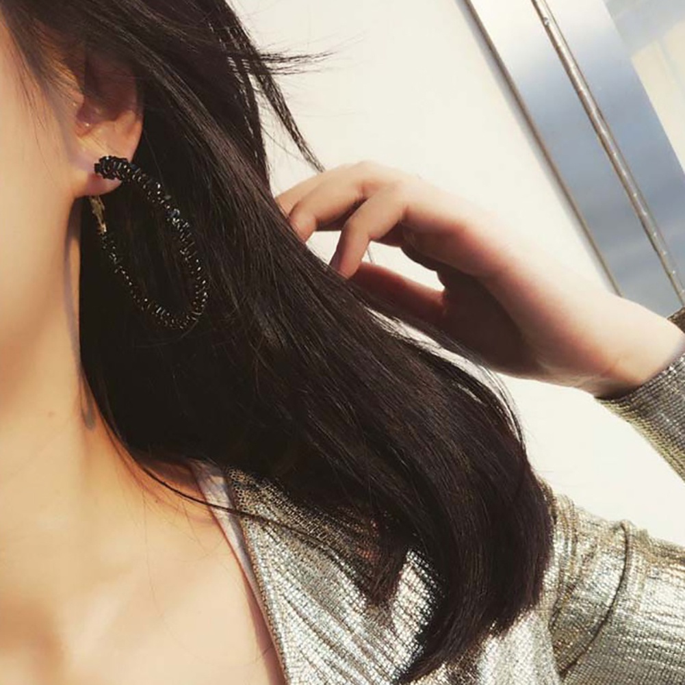 Khuyên Tai Tròn Đính Đá Sang Trọng Cho Nữ