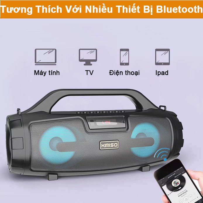 Loa Bluetooth Karaoke Xách Tay KIMISO S3 - Loa Bluetooth Mini Di Động Âm Bass Cực Hay Đèn Led Sống Động