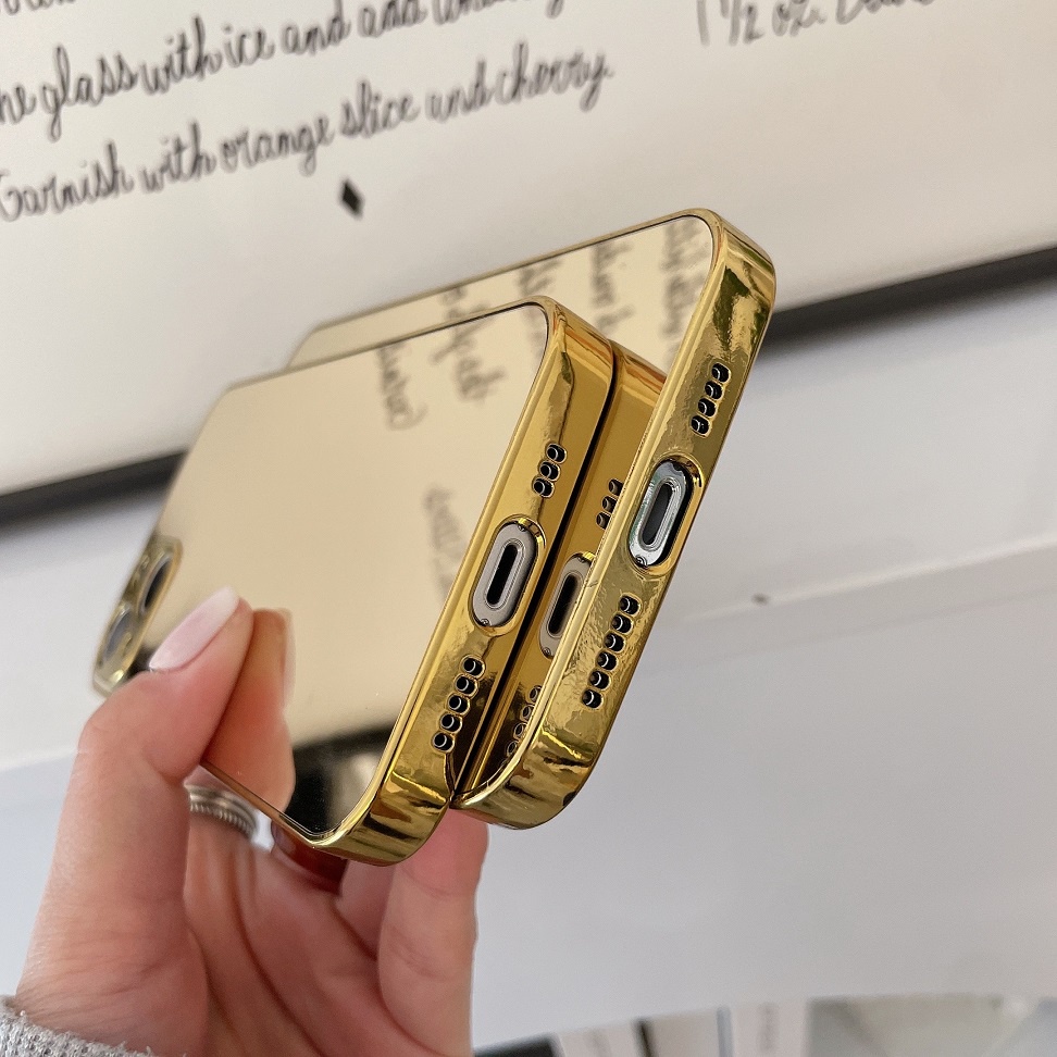 ┅❧Ốp Điện Thoại Tráng Gương Mạ Vàng Thời Trang Cho IPHONE 13 12 11 Pro Max X XR XS Max 7 8 Plus