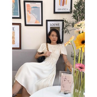 Đầm kem thun đoan nhún EDINI
