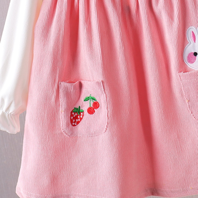 Đầm Tay Dài Hình Thỏ Dễ Thương Phong Cách Hàn Quốc Cho Bé Gái 0-4 Tuổi