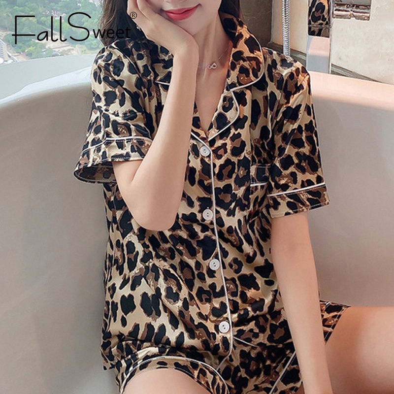 Bộ đồ ngủ Fallsweet in họa tiết phong cách Hàn Quốc thời trang cho nữ pijama cổ vuông