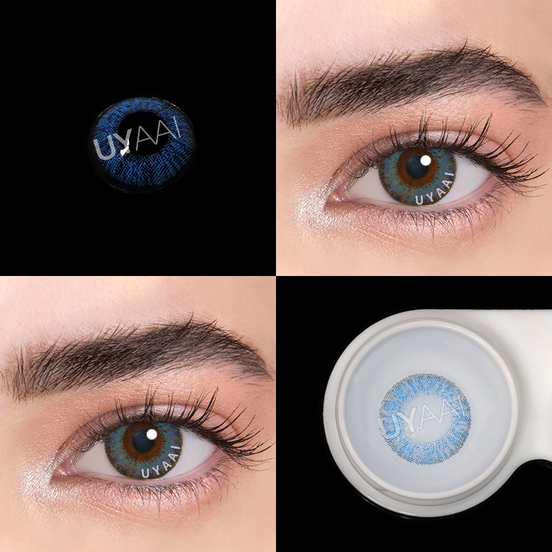 [Hàng mới về] Kính áp tròng mềm mại màu xanh dương 3 tông 14mm