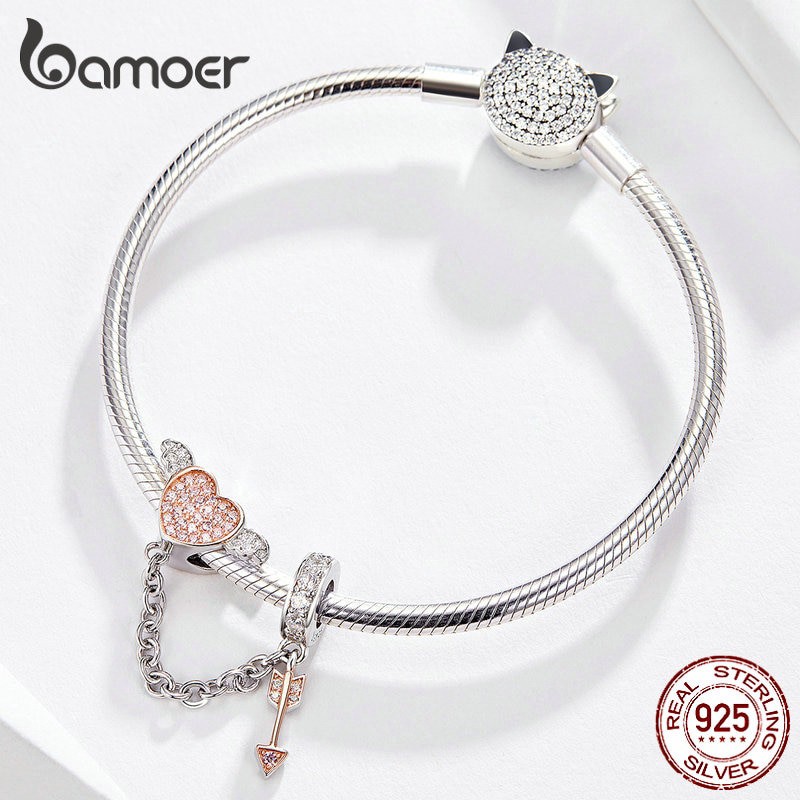 Bamoer Mặt Dây Chuyền Mạ Bạc 925 Hình Thần Tình Yêu Xinh Xắn Charms