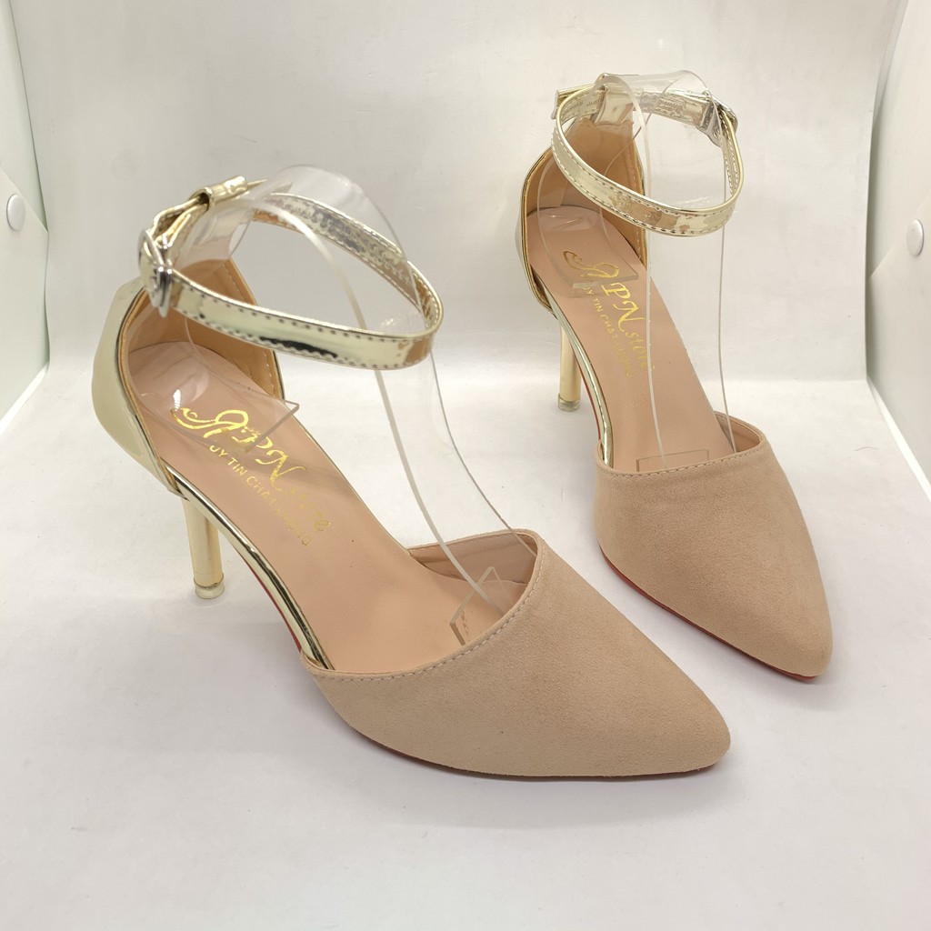 Giày cao gót nhọn 8p bít mũi gót đồng