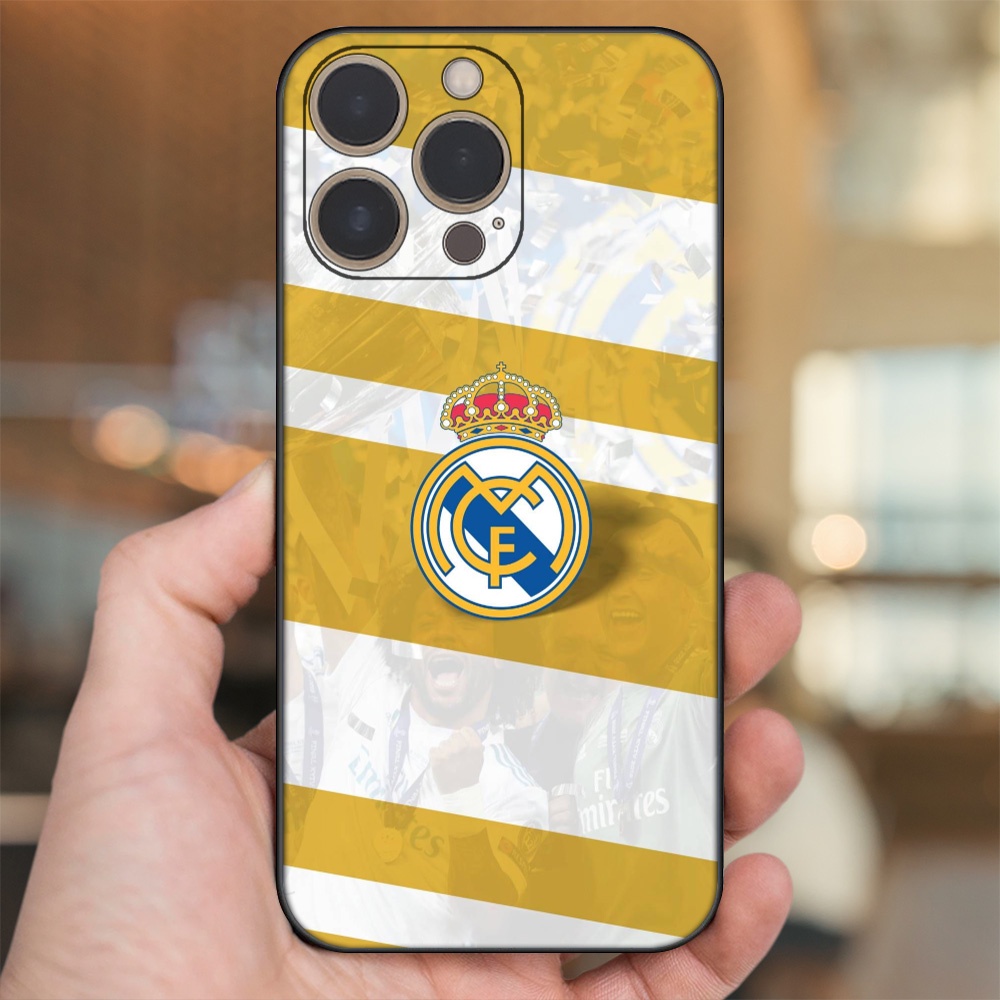 Ốp lưng iPhone 13 Pro dẻo đen cạnh vuông in hình Real Madrid