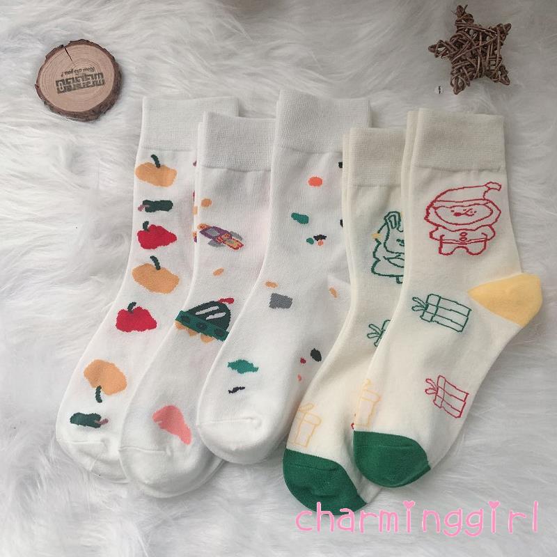 Tất Cotton Cổ Cao Ấm Áp Thời Trang Dành Cho Nữ