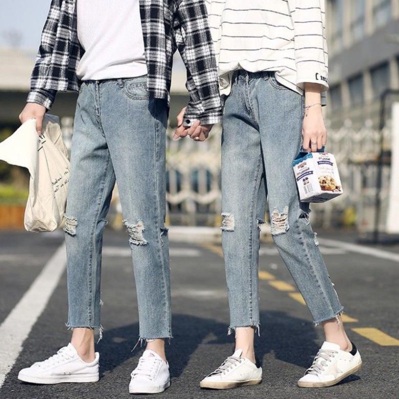 SALE Quần Baggy Nam nữ thời trang - Quần Jean Nam - rách kiểu- Mặc Kèm Áo Thun, Áo Sơ Mi(tua)