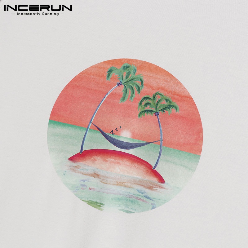 INCERUN Áo Thun Ba Lỗ Sát Nách Cổ Tròn Phối Tua Rua Thời Trang Mùa Hè Cho Nam