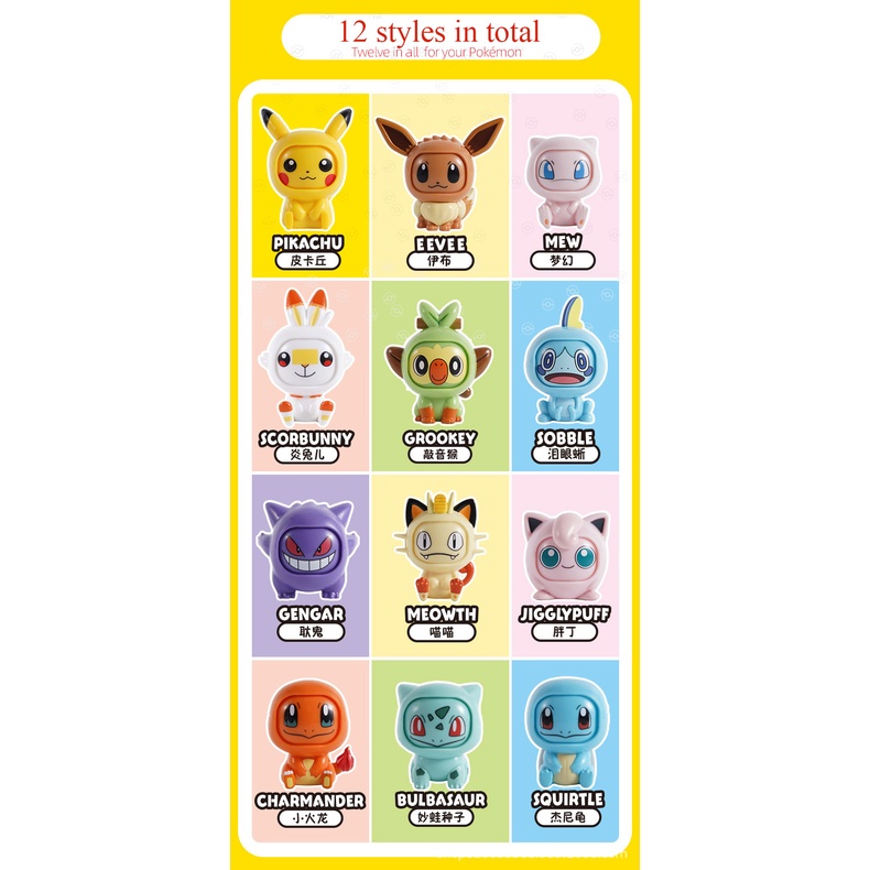 Búp bê thay đổi khuôn mặt Pokemon Pokeball Pikachu eeveelution Charmander Bulbasaur Mew nhân vật hành động