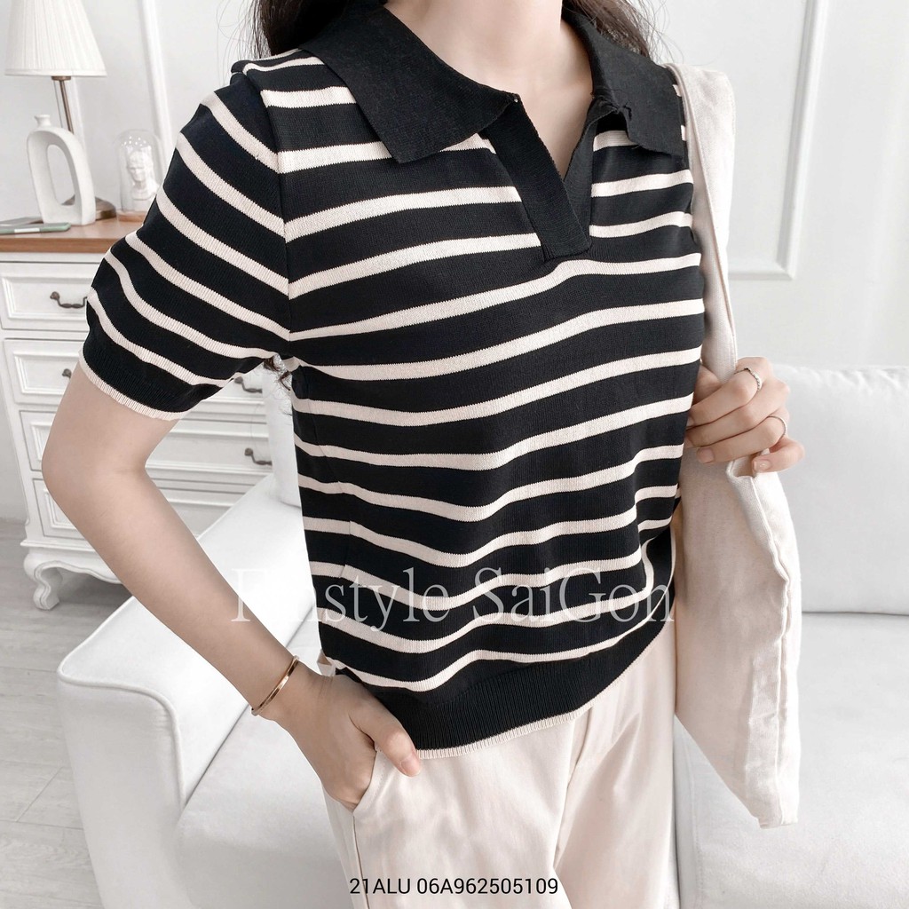 Áo thun len nữ tay ngắn kẻ sọc hàn quốc ulzzang thời trang VM STYLE 81018- 22ALU01A961701 | BigBuy360 - bigbuy360.vn