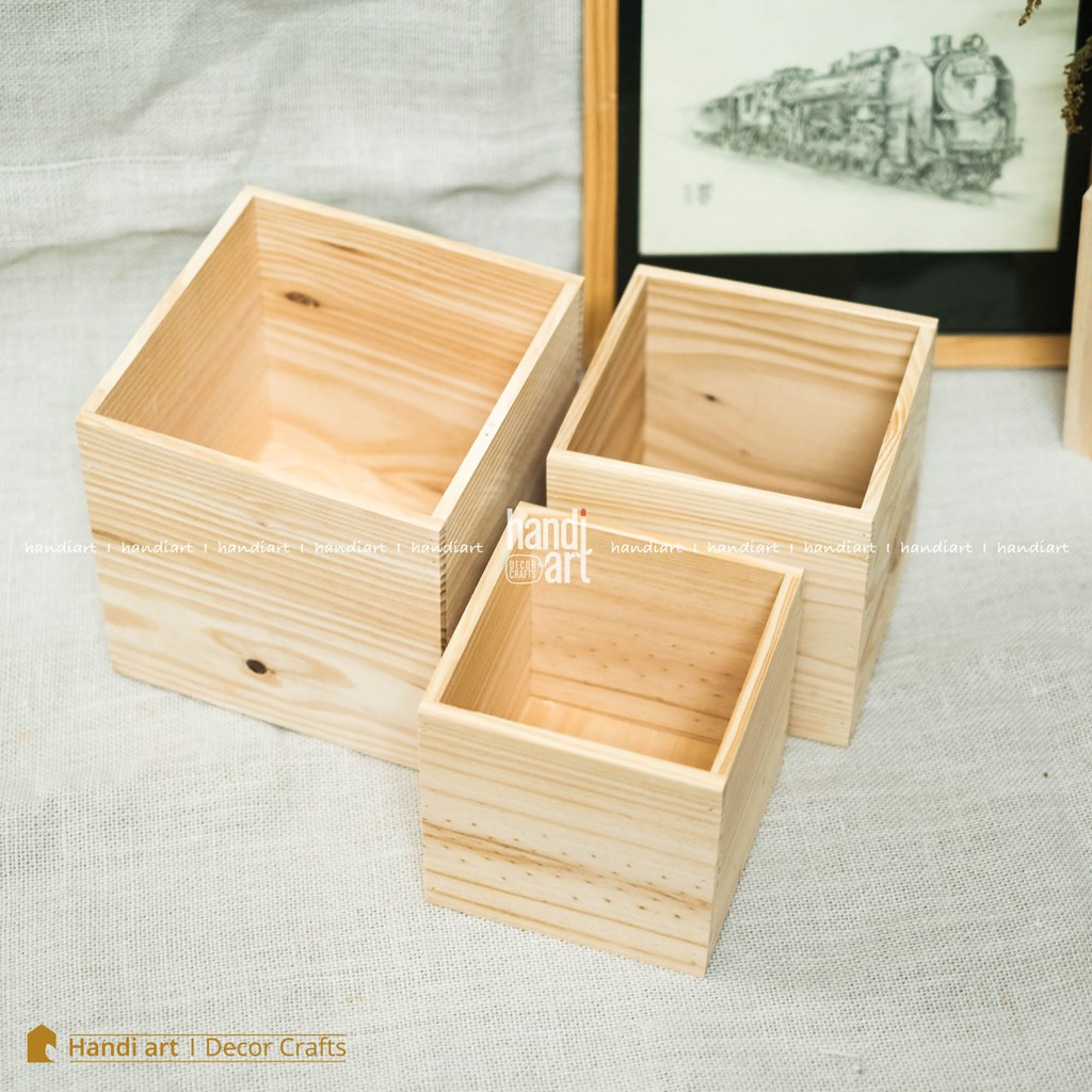 Chậu gỗ vuông-Hộp gỗ vuông decor - wooden pots