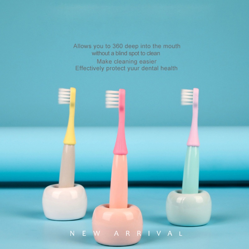 Bộ 3 cái bàn chải đánh răng lông mềm đầu nấm đáng yêu cho trẻ nhỏ