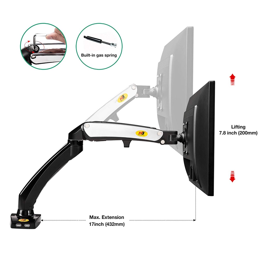 GIÁ TREO MÀN HÌNH MÁY TÍNH NB F100 (17-32inch) Monitor Arm