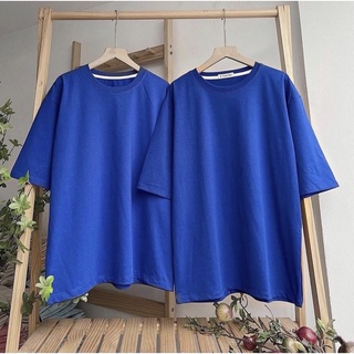 Áo thun BASIC TRƠN xanh coban FREESIZE chuẩn form đứng dáng