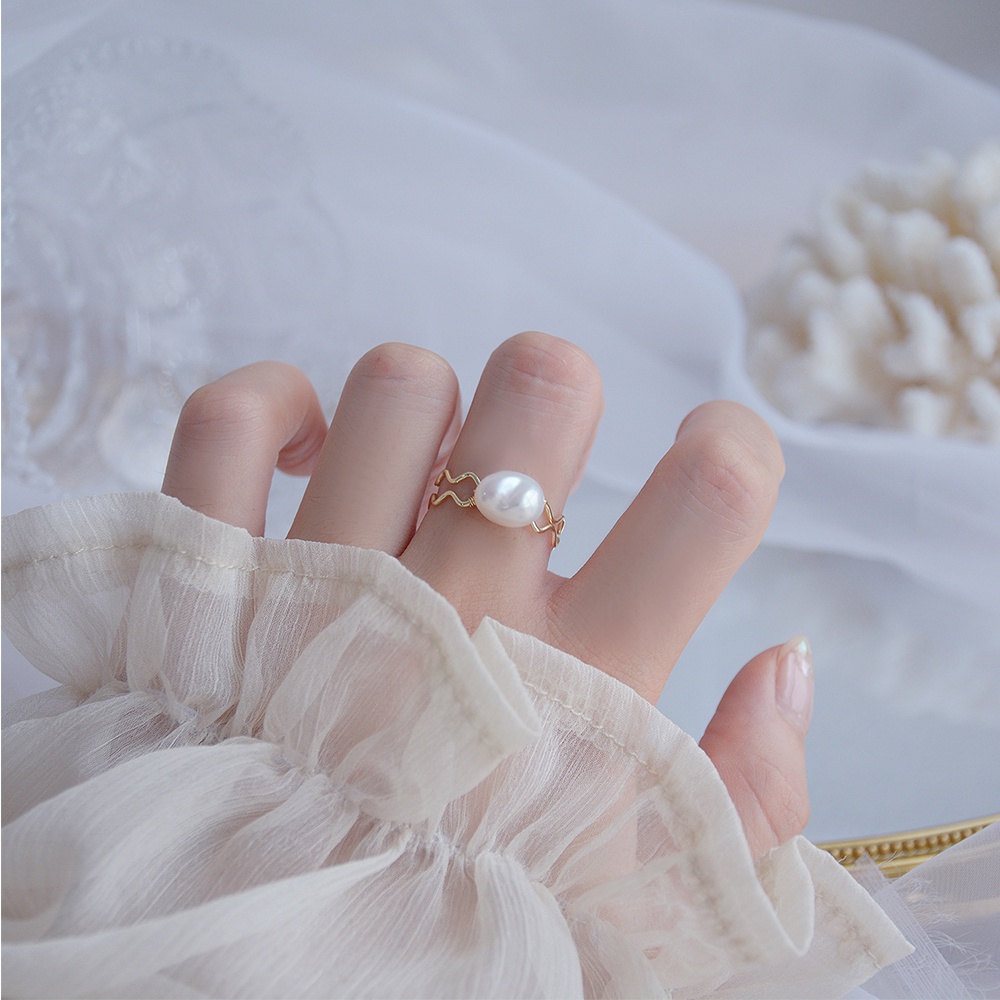 Nhẫn Hở 14k Đính Ngọc Trai Thời Trang Thanh Lịch Cho Nữ