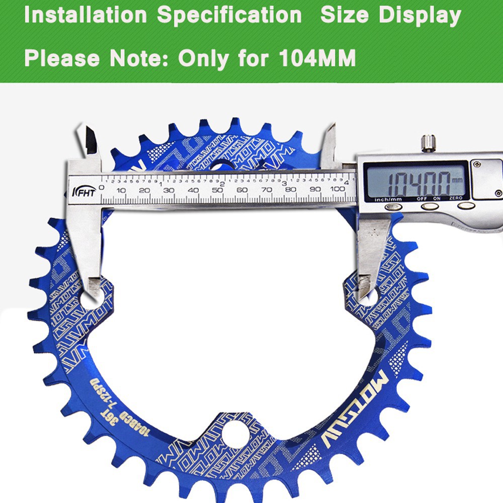 ❈MOTSUV 104BCD Round Narrow Wide Chainring MTB Mountain bike Bộ trục khuỷu 32T 34T 36T 38T phận đĩa răng 104 BCD