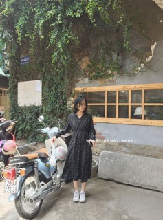 Váy hoa nhí dáng dài cổ tim