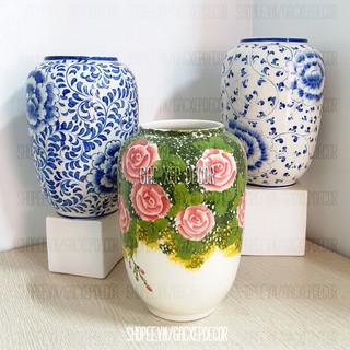Bình hoa họa tiết hoa vẽ tay cao 24cm - Bát Tràng