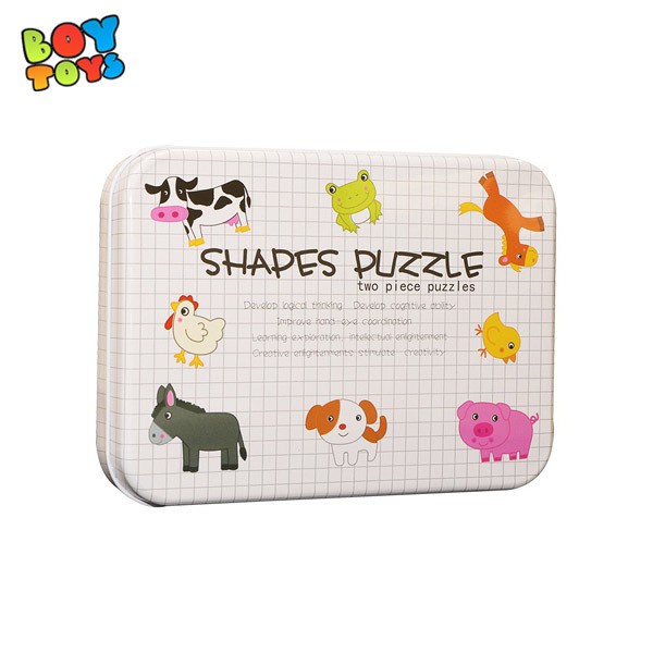 Đồ chơi Puzzle 2 mảnh hộp sắt để trẻ thỏa sức học tập và sáng tạo