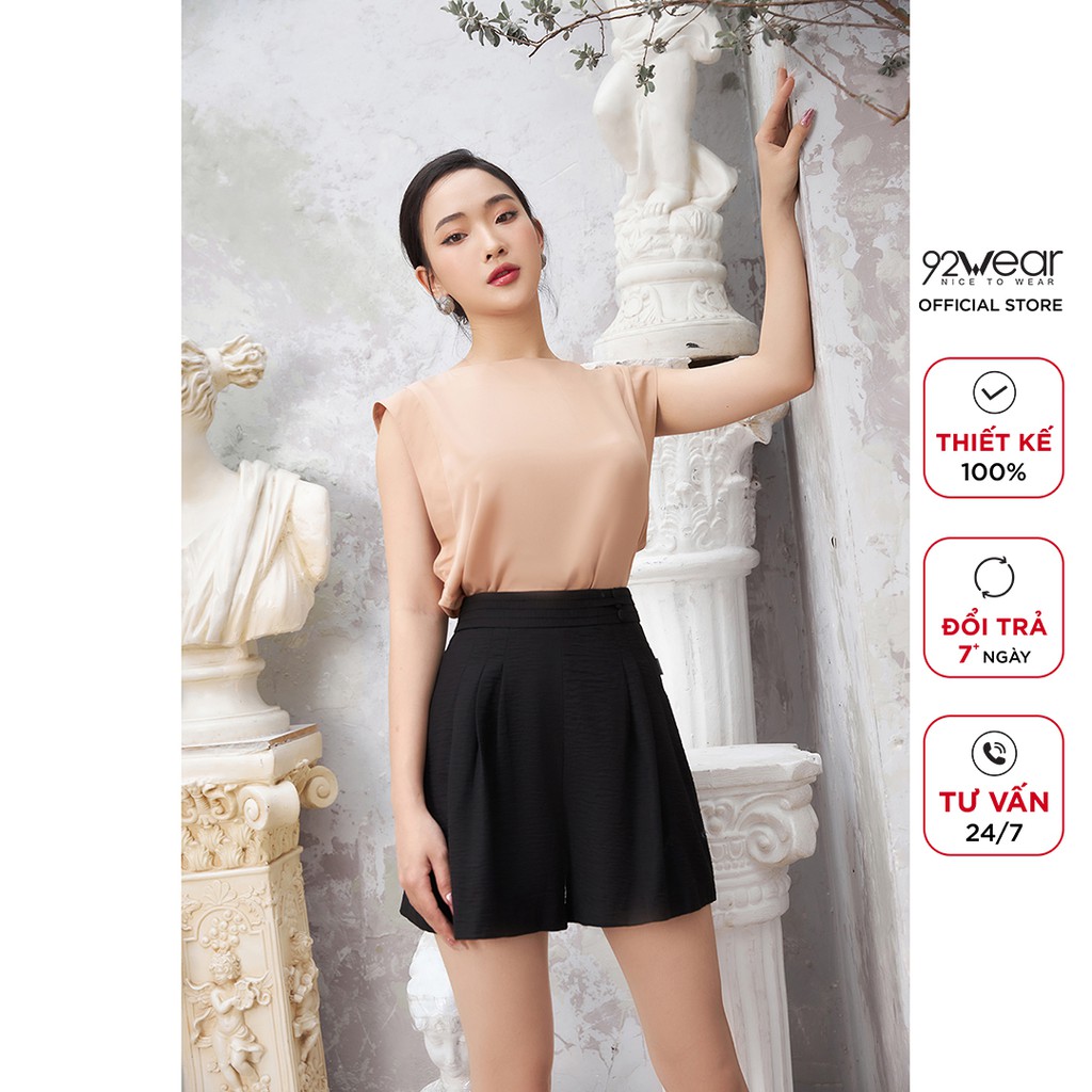 Áo sơ mi nữ voan lụa 92WEAR 3 MÀU, đủ size, vai chờm công sở ASA1593