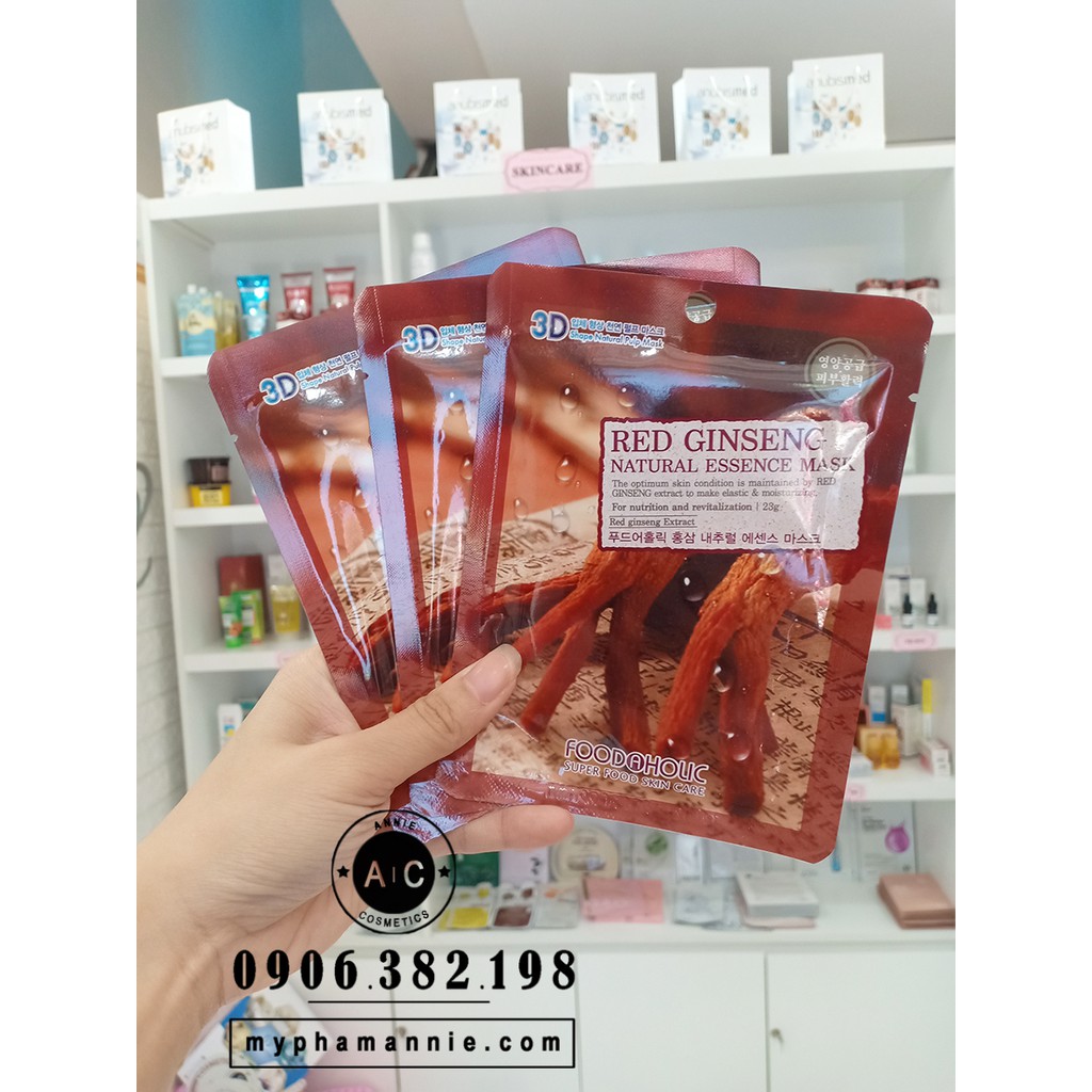 Mặt Nạ 3D Hồng Sâm Red Ginseng Natural Essence Mask Foodaholic