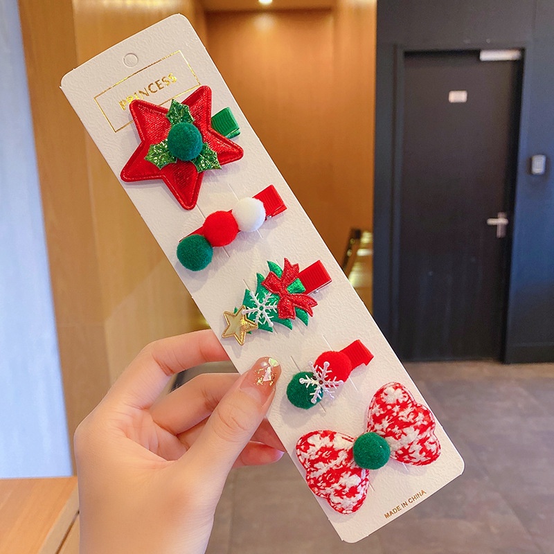Set kẹp tóc mỏ vịt  phong cách Giáng Sinh đáng yêu dành cho bé gái