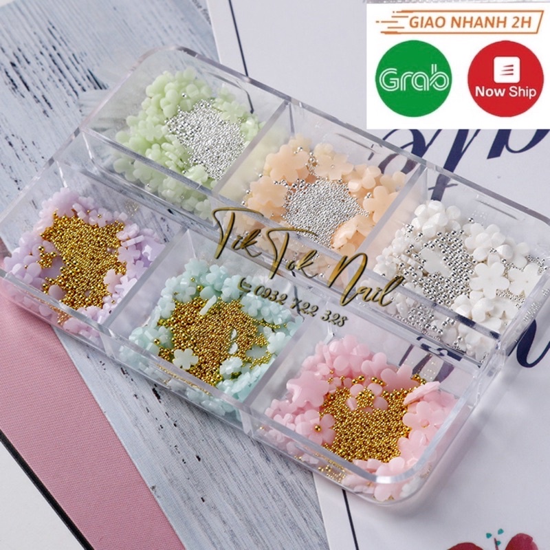 hoa nhí 6 màu trang trí móng