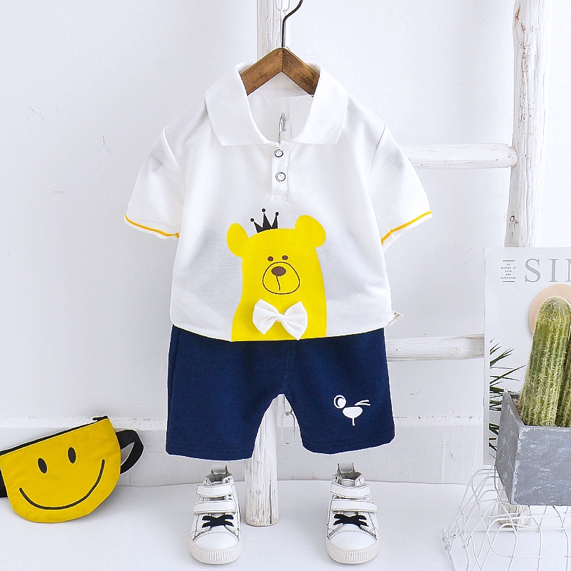 Set áo thun polo tay ngắn kèm quần short thời trang năng động cho bé trai