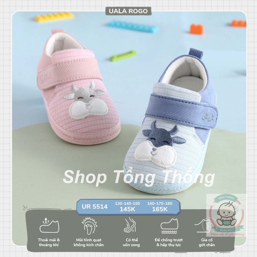 Giày tập đi trâu phúng phính chuẩn y khoa đế cao su non bé trai bé gái siêu mềm nhẹ chống trơn trượt UR5514