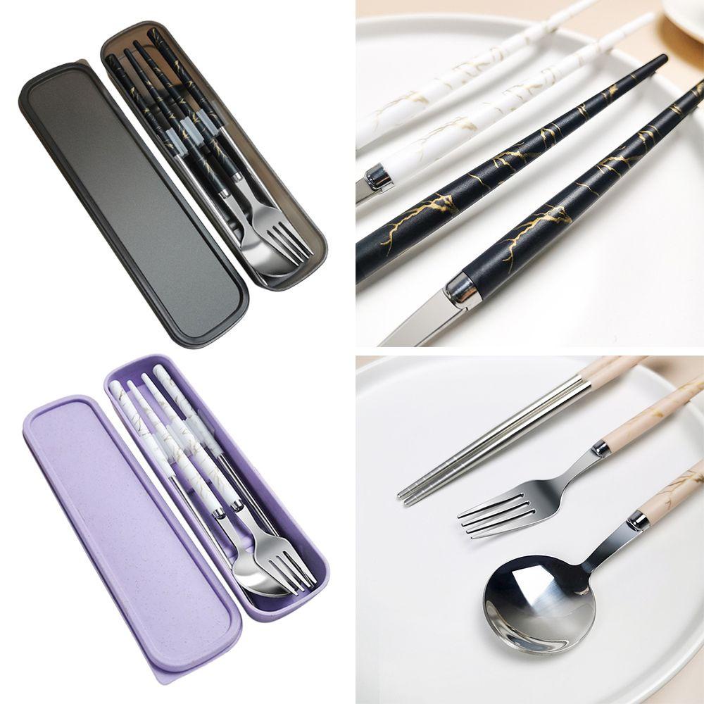 Set 3 Món Đũa Muỗng Nĩa Di Động Có Thể Tái Sử Dụng Kèm Hộp Đựng