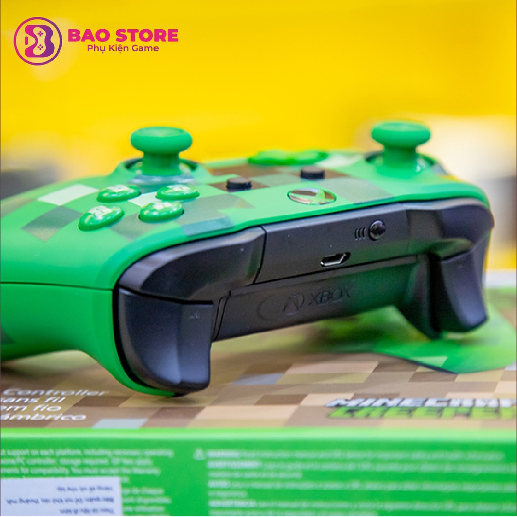 Tay cầm xbox one s chính hãng màu Minecraft Creeper hỗ trợ các game PC, tự động kết nối, thoải mái khi sử dụng