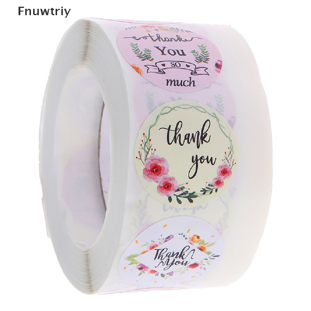 Cuộn 500 Nhãn Dán Tròn thank you Họa Tiết Hoa