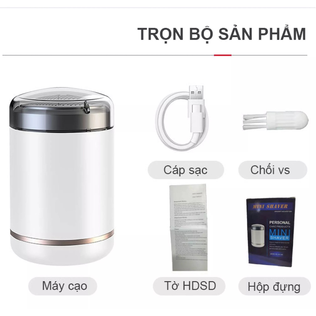 Máy Cạo Râu Nam Mini Cao Cấp, Dao cạo râu điện 3 lưỡi bỏ túi, Máy cạo râu nhỏ gọn cạo khô, cạo ướt, không trầy xước