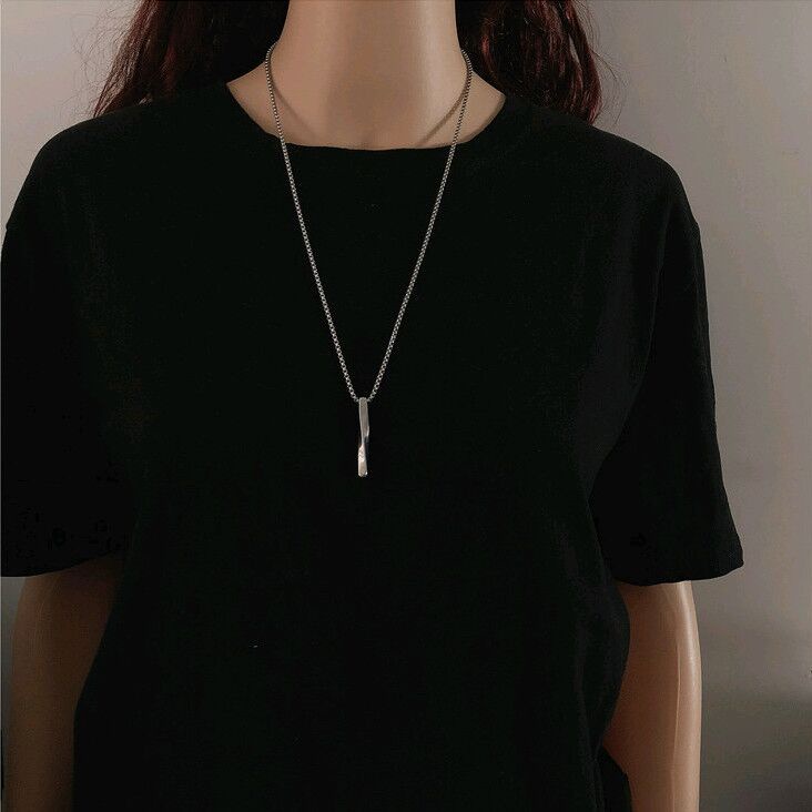 Dây chuyền bạc bằng thép titan nguyên chất không gỉ không phai màu phong cách hip hop Hàn Quốc đơn giản dành cho nam