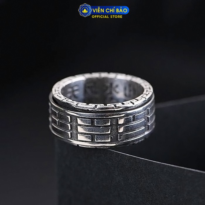 Nhẫn bạc nam Thái Cực Đồ Thuyết bát quái xoay chất liệu bạc Thái 925 thương hiệu Viễn Chí Bảo N100699
