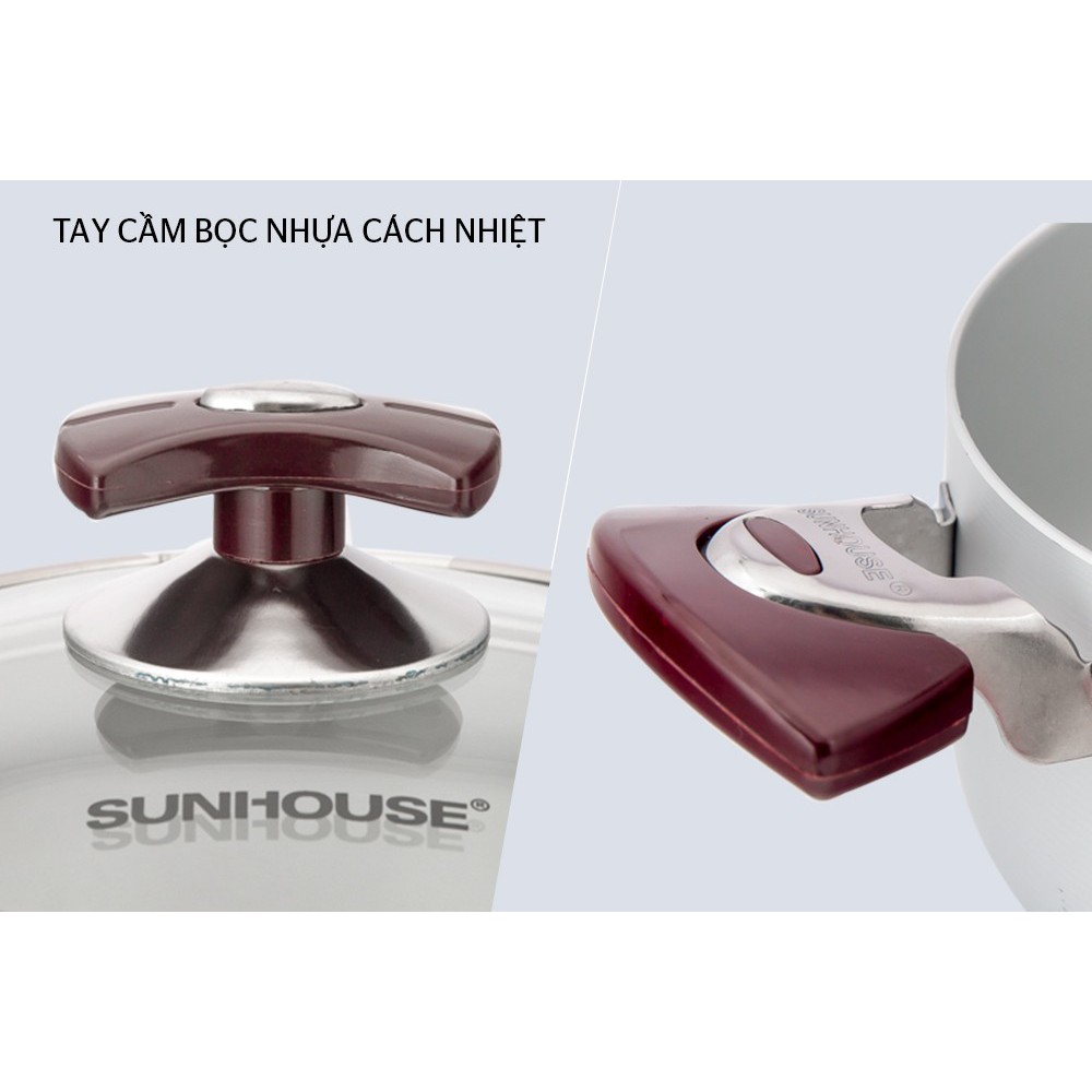 Bộ nồi anod Sunhouse SH8833EB, Thân nồi được làm từ chất liệu Anod cao cấp, an toàn sức khỏe