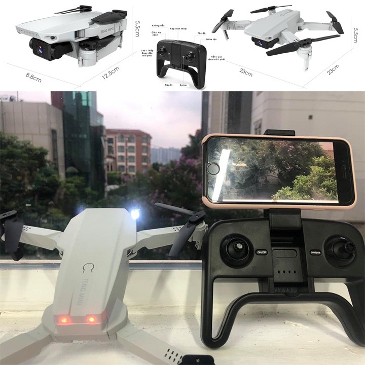 KÈM TÚI - Máy bay flycam mini giá rẻ gấp gọn, máy bay điều khiển từ xa Camera sắc nét truyền ảnh trực tiếp về điện thoại