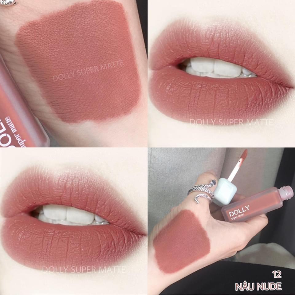 Son kem lì Dolly super matte, son kem lì không chì bền màu lâu trôi MUA 2 THỎI TẶNG 1 DƯỠNG MÔI