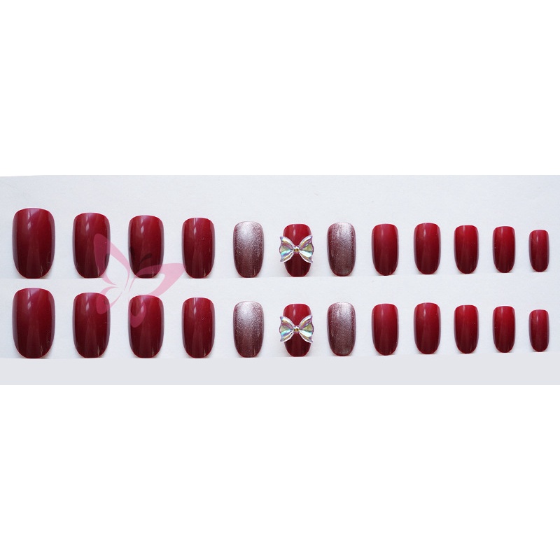 Set 24 Móng Tay Giả Trang Trí Họa Tiết Bươm Bướm Nhiều Màu Sắc Xinh Xắn