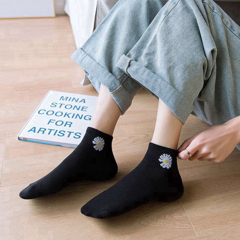 Combo Tất vớ nữ cotton hoa cúc cổ ngắn  mềm mịn thoáng khí chống hôi chân TC10